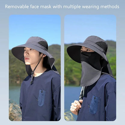 Sun Hat with UV Protection Neck Flap for Outdoor (Blue)
