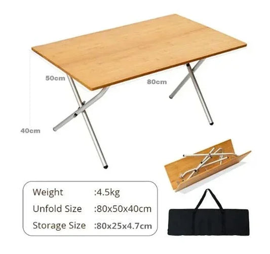 Camping Table Bamboo Folding Portable Outdoor Picnic BBQ