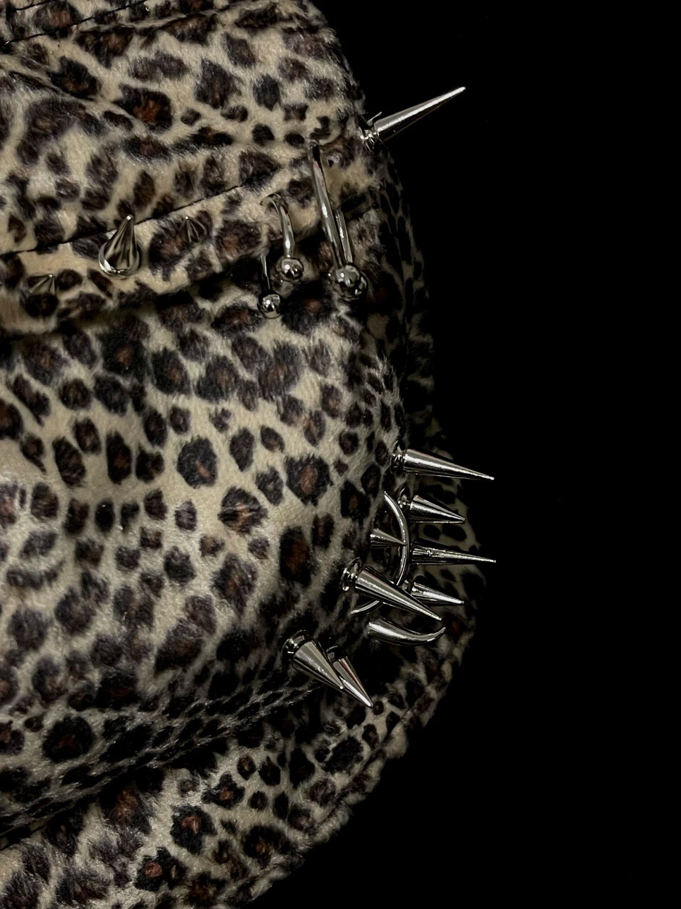 Leopard Backpack with Rivet Punk Large Capacity