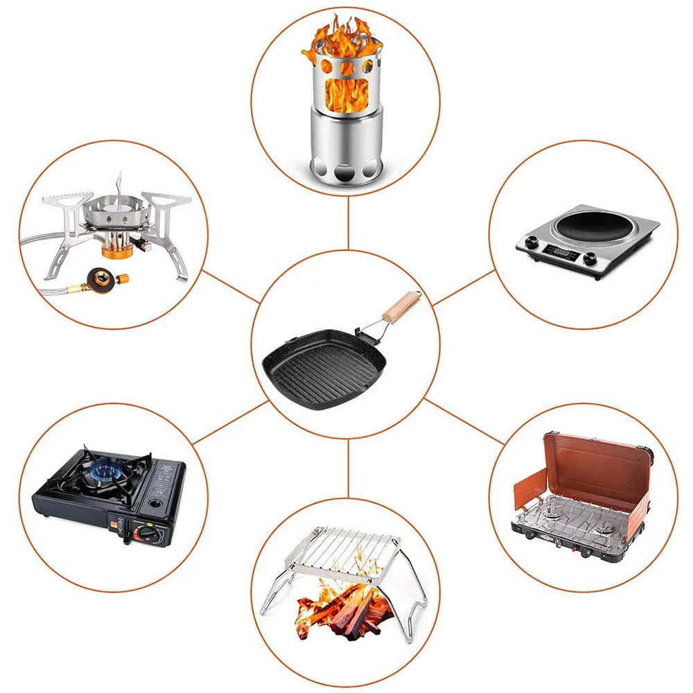 Frying Pan Non-Stick Camping Cookware with Folding Handle