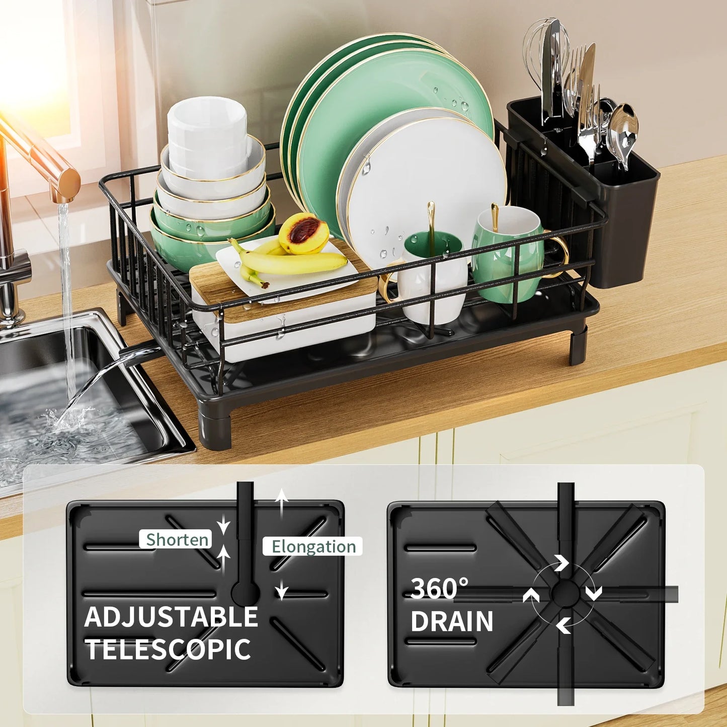 Kitchen Rack Multifunction Metal Black