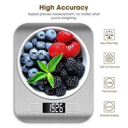 Kitchen Scale Digital 10kg LCD Stainless Steel