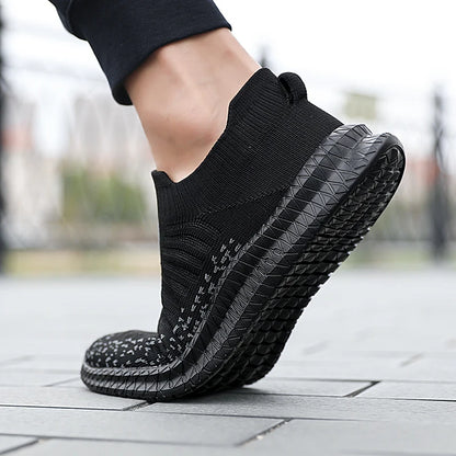 Walking Black Shoes Slip-On Mesh Men (Shoe Size: 39)