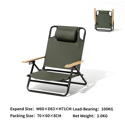 Camping Chair Folding with Recliner Adjustable Armrest