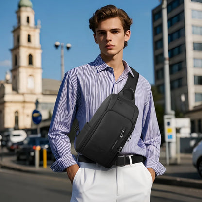 Men Crossbody Bag with USB Waterproof Travel Sling