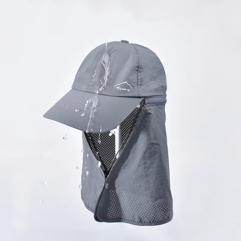 Sun Hat Quick-Dry Neck Flap Unisex (Dark Gray)