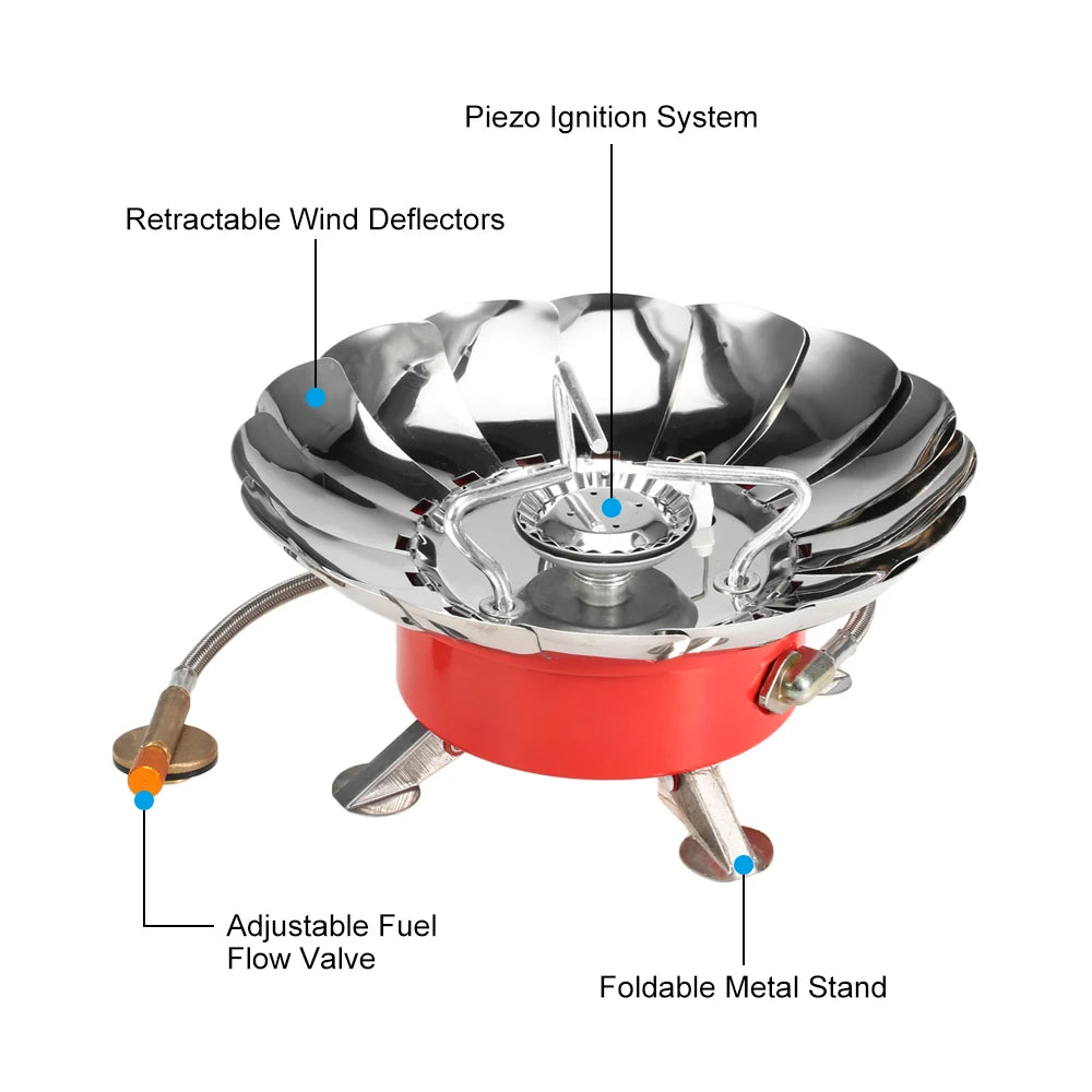 Windproof Piezo Ignition Camping Gas Stove