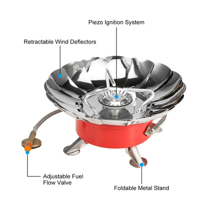 Windproof Piezo Ignition Camping Gas Stove