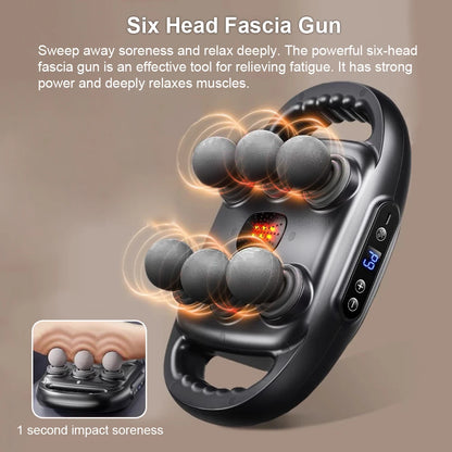 Massage Gun with Professional Six-Head Deep Muscle Device