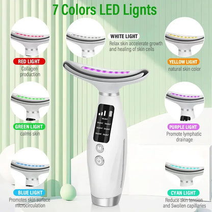 Neck Face Beauty Massager Device with Micro-Current 7-Color LED