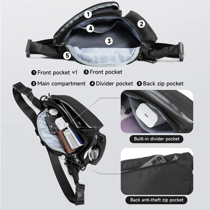 Men Chest Sling Bag with Waterproof Tactical Crossbody