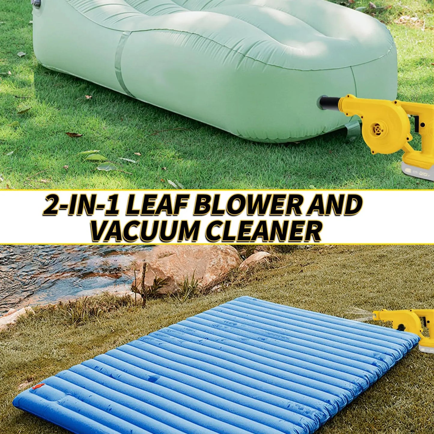 Cordless Leaf Blower for Dewalt 20V Battery Electric Jobsite Air Blower 2-in-1 Handle Electric Blower and Vacuum Cleaner