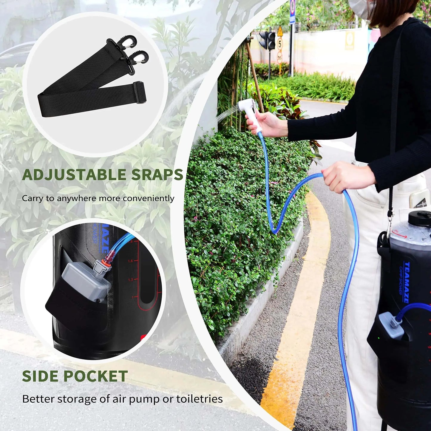 Best Outdoor Shower Camping Shower Bag with Solar Pressure Pump | Buy Online at Furniture Things Australia