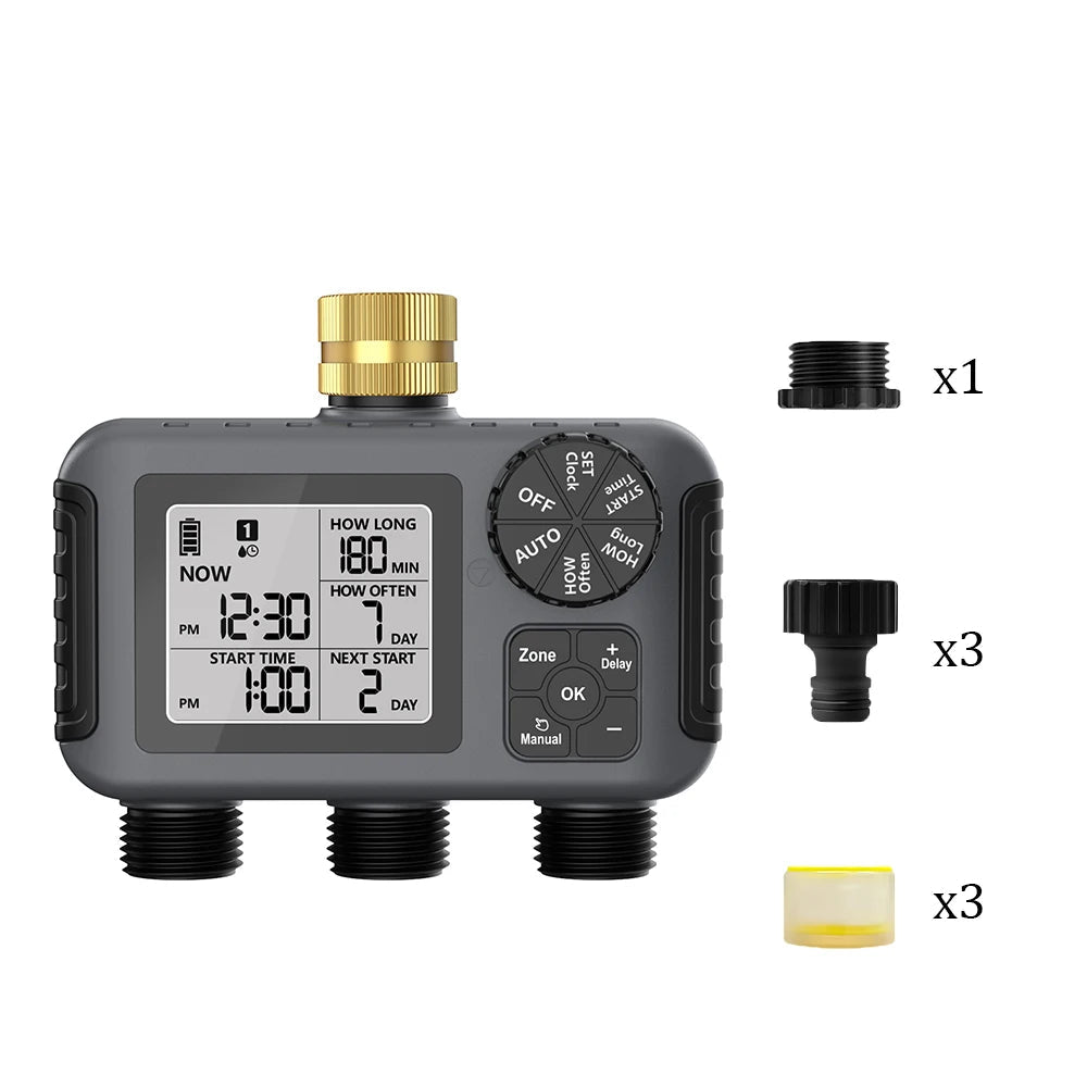 3-Outlet Automatic Water Timer Irrigation Controller