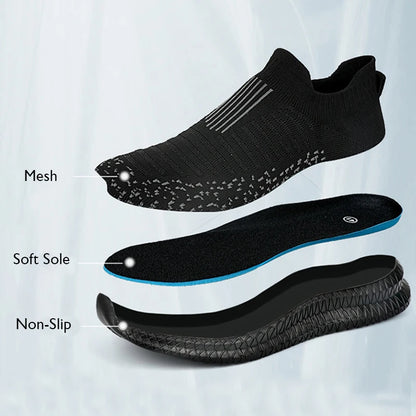Walking Black Shoes Slip-On Mesh Men (Shoe Size: 39)