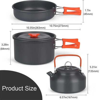 Camping Cookware Set Aluminum Portable Outdoor Cooking Gear