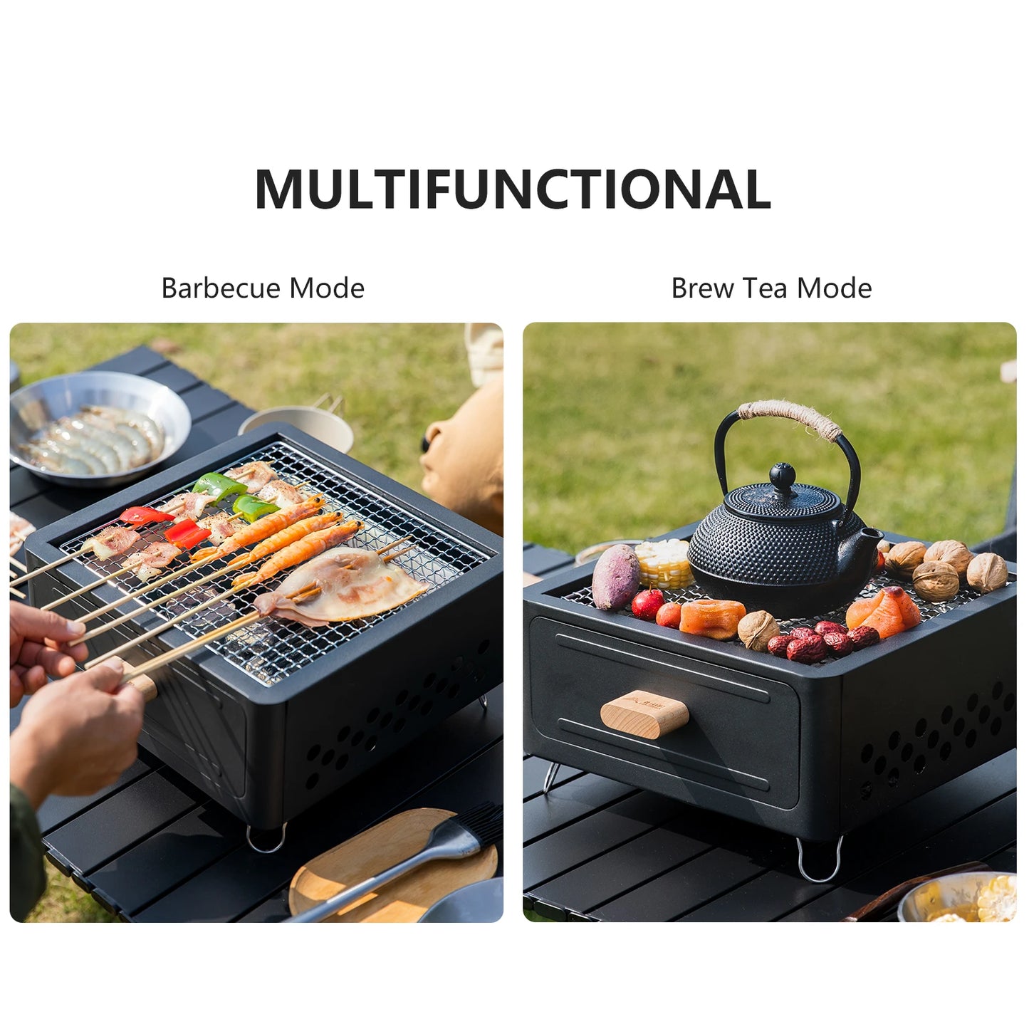 Camping Stove with Charcoal Grill