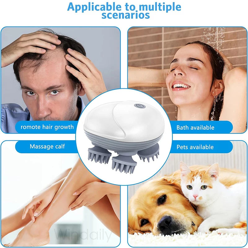 Scalp Massager with Electric Kneading Waterproof Deep Tissue