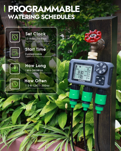 3-Outlet Automatic Water Timer Irrigation Controller