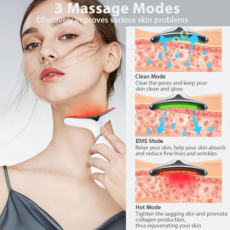 LED Face Neck Massager with 7-Color EMS Sculpting Device