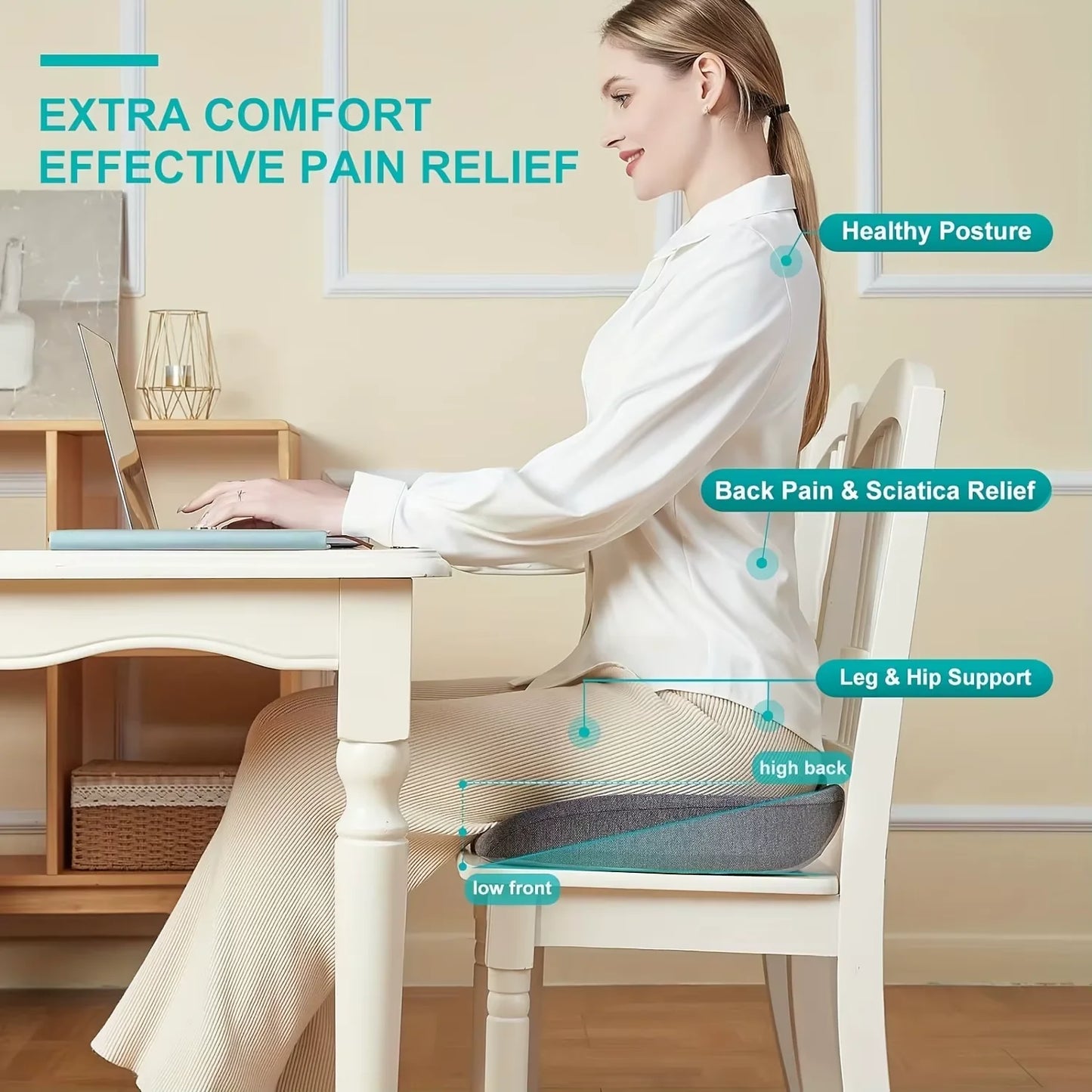 Coccyx Cushion Memory Foam Tailbone Pain Relief