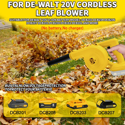 Cordless Leaf Blower for Dewalt 20V Battery Electric Jobsite Air Blower 2-in-1 Handle Electric Blower and Vacuum Cleaner