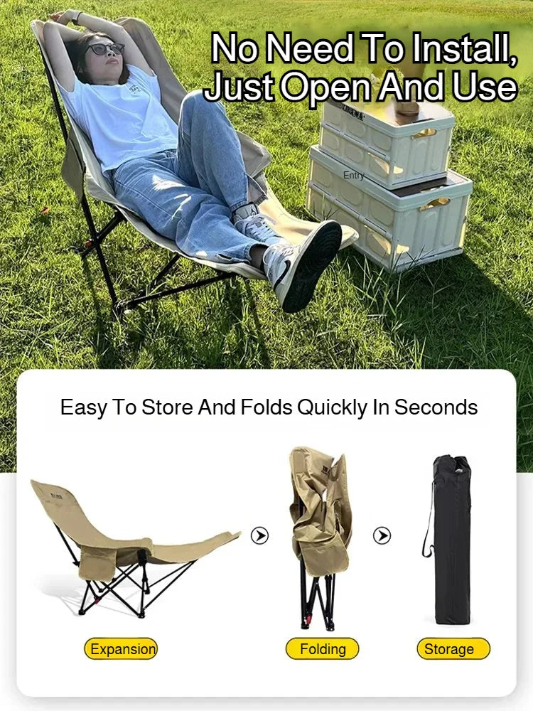 Outdoor Folding Chair with Portable Camping Recliner