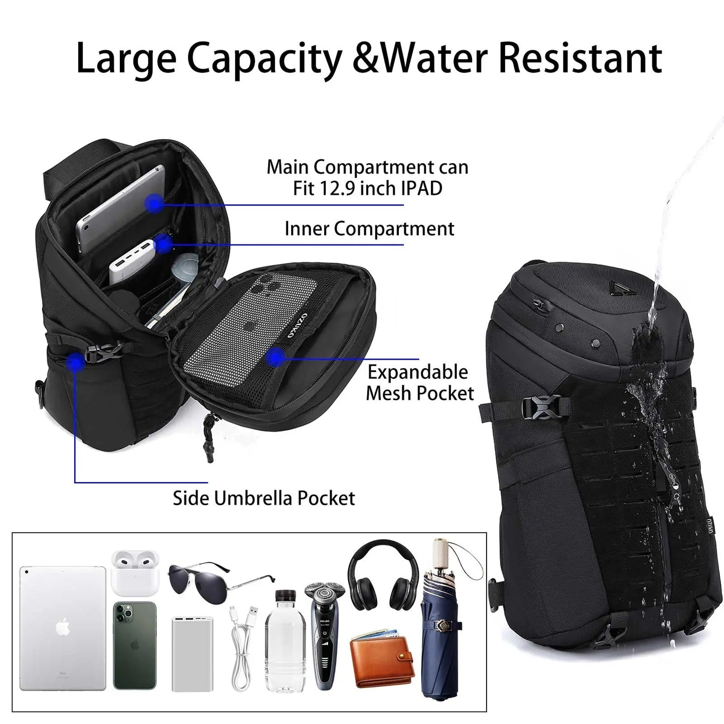 Sling Bag Waterproof Anti Theft Crossbody USB Charging Port