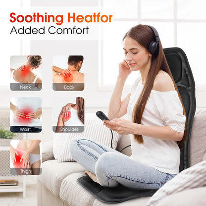 Back Massager with Electric Heating Vibration Cushion