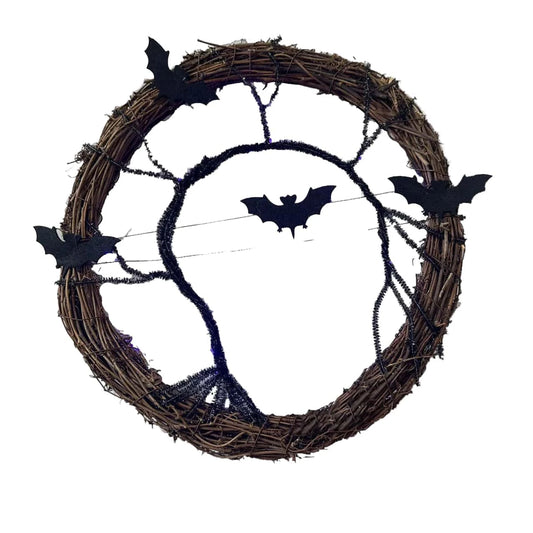 Best Halloween Wreath Black Bat Branch Light Up | Buy Online at Furniture Things Australia