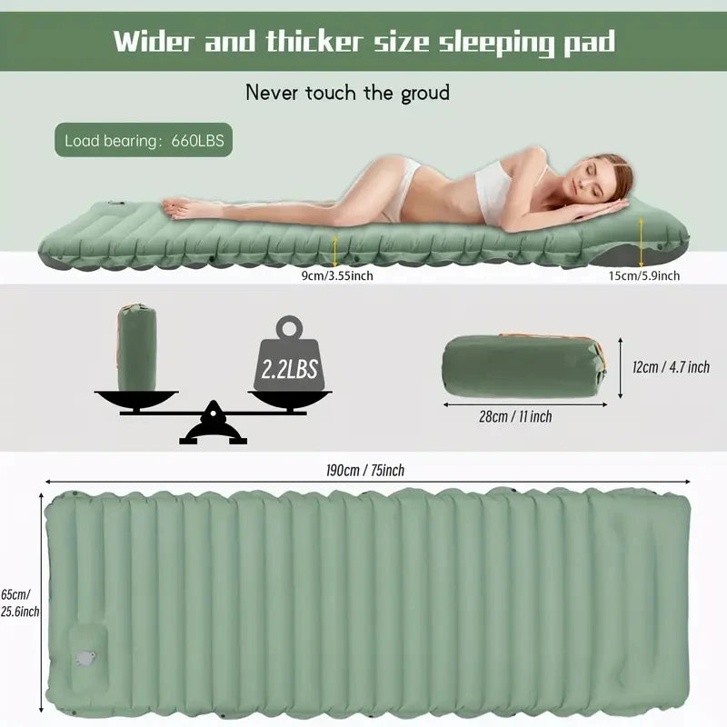 Camping Sleeping Inflatable Air Mattress Pillow
