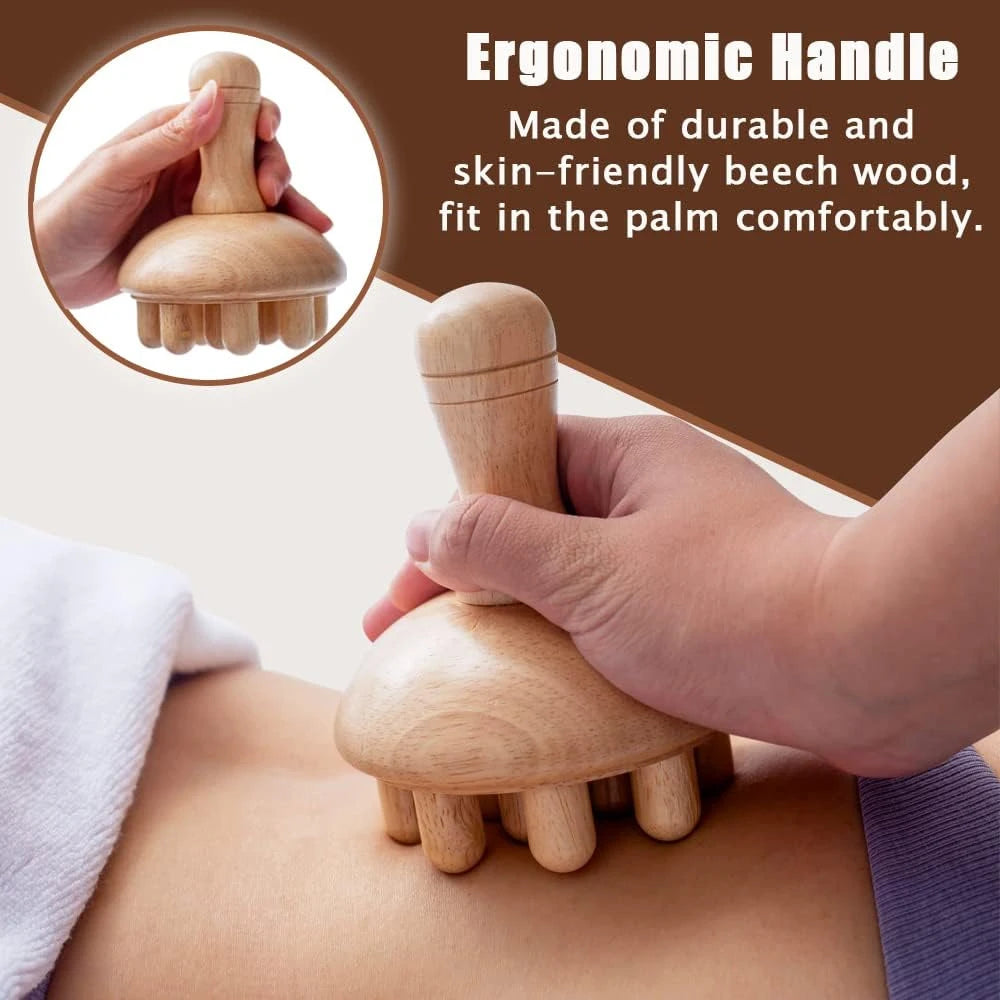 Wooden Massage Tool with Mushroom Lymphatic Cellulite