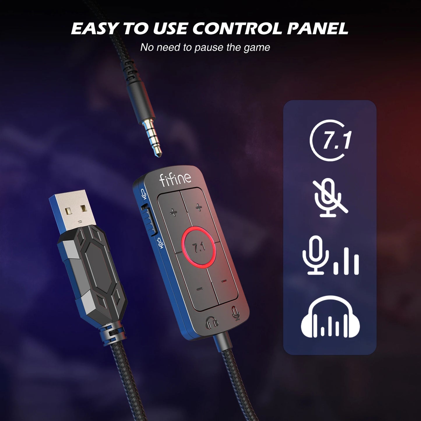 Headset Gaming 7.1 Surround Sound Wired Microphone