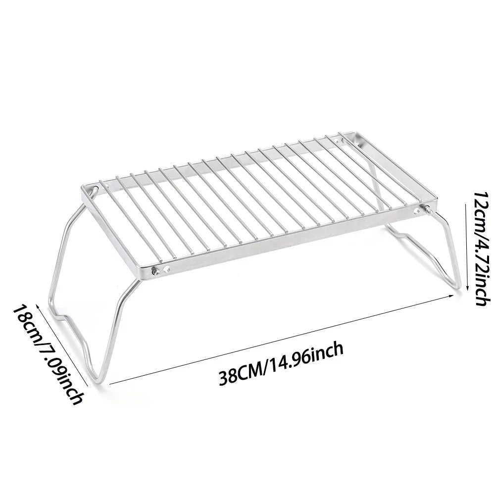 Campfire Grill Stand Portable Folding Stainless Steel Rack