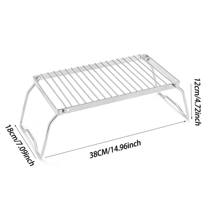 Campfire Grill Stand Portable Folding Stainless Steel Rack