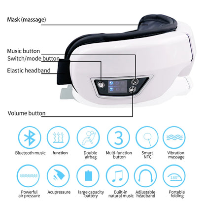 Eye Massager with 6D Smart Vibration Airbag Bluetooth