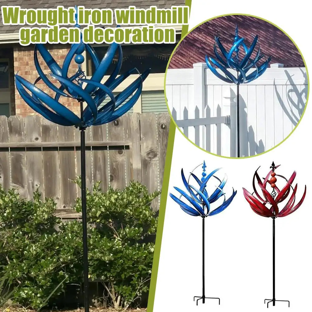 Wind Spinner Metal Retro Garden Windmill Decoration