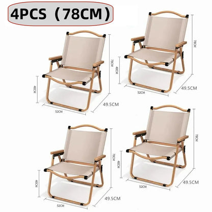 Camping Chair with Folding Aluminum Wood Armrest (4 pcs)