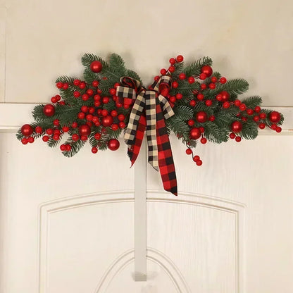Christmas Door Wreath for Plaid Bow Red Fruit