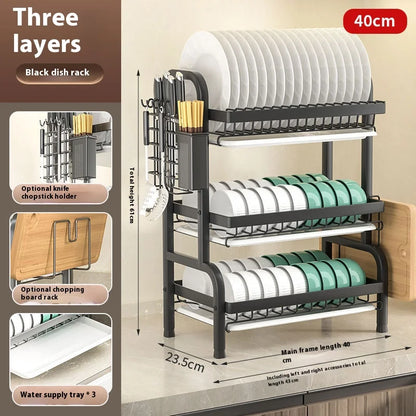 Kitchen Storage Rack 3-Tier Carbon Steel Organizer
