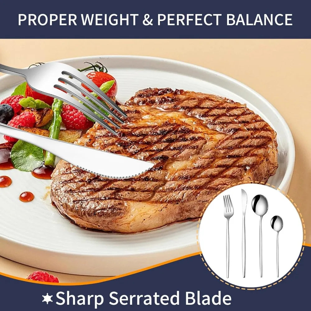Cutlery Set Stainless Steel Silverware 24 pieces