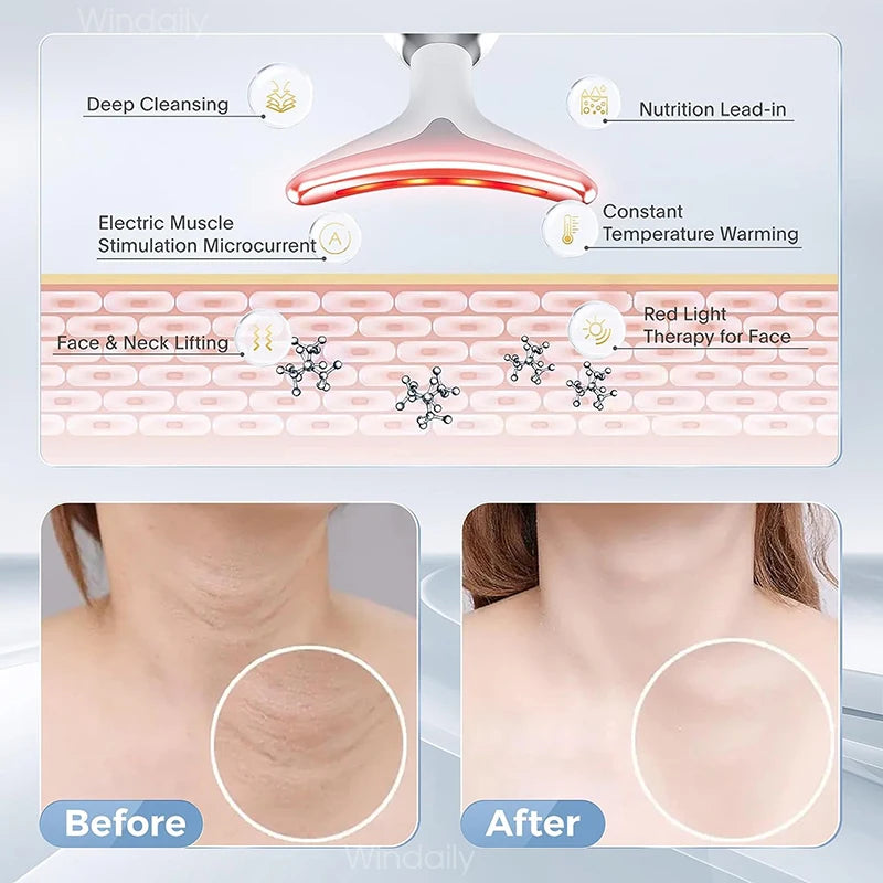 LED Face Neck Massager with 7-Color EMS Sculpting Device