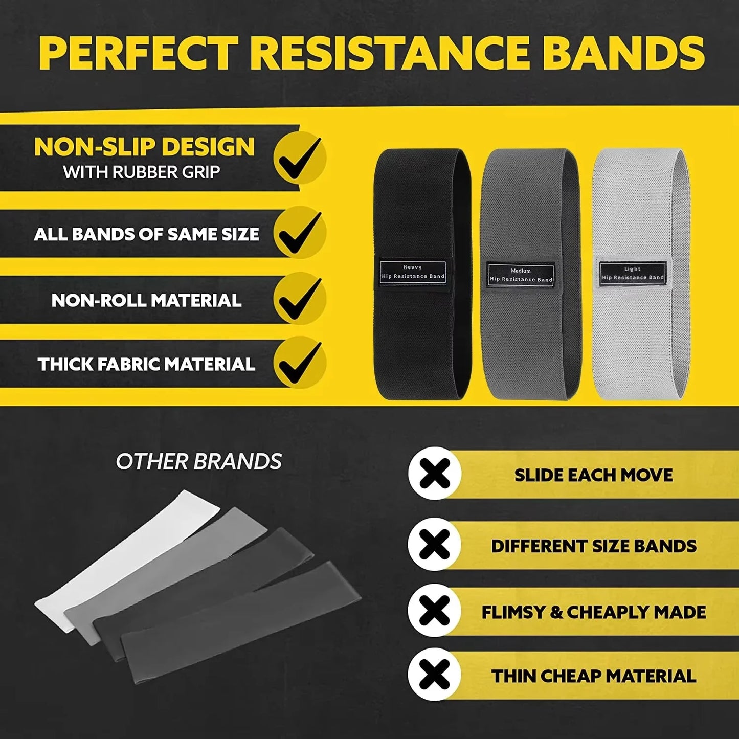 Fabric Resistance Hip Bands Set for Glute & Leg Training (3PCS)
