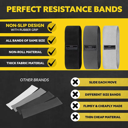 Fabric Resistance Hip Bands Set for Glute & Leg Training (3PCS)
