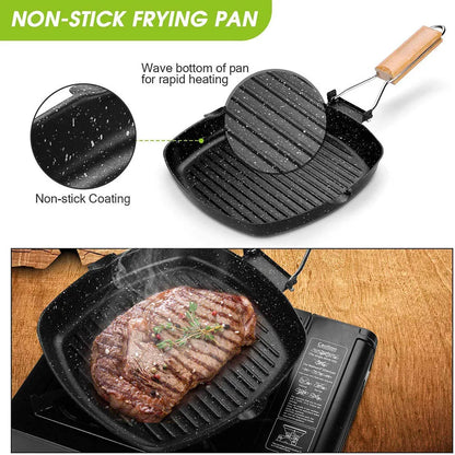 Frying Pan Non-Stick Camping Cookware with Folding Handle