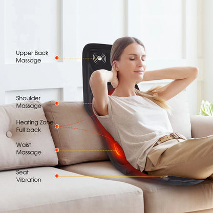 Back Massager with Electric Heating Vibration Cushion