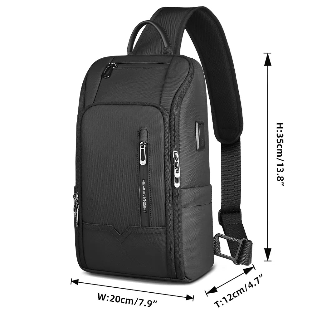 Men Crossbody Bag with USB Waterproof Travel Sling