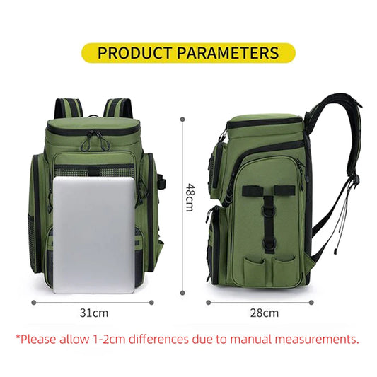 Fishing Backpack with Rod Holders & Tackle Storage