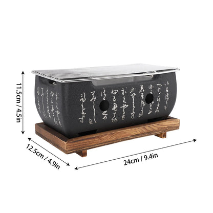 Charcoal Grill Rectangle with Aluminum Japanese BBQ Grill