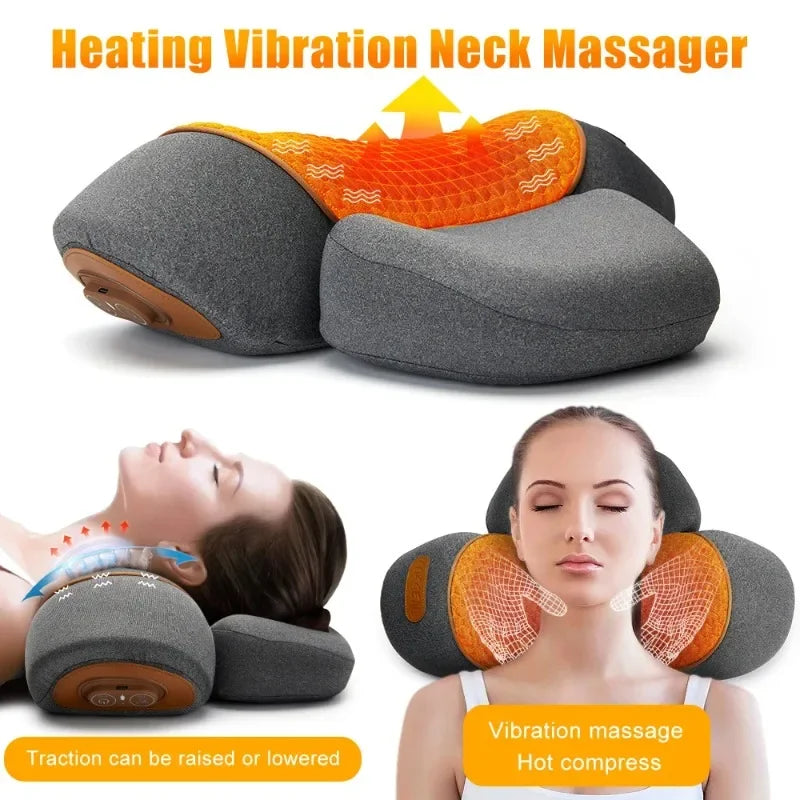 Neck Massager Pillow with Electric Heating Cervical Stretch